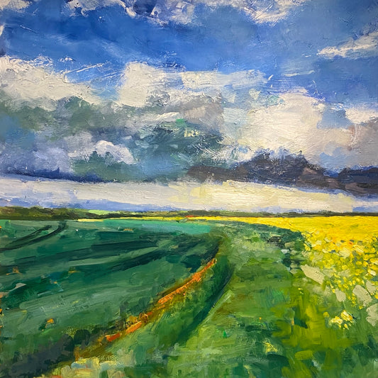 Viridian Fields and Cobalt Blue Sky