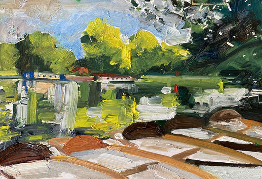 Yellow Willows Reflecting In The River